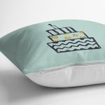 - 7692 - Realhomes Pastel Zemin Üzerinde Gold Detaylı Pasta Çizimli Modern Yastık Kırlent Kılıfı Realhomes