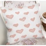 - 7693 - Realhomes Renkli Zeminli Sevimli Kalp Desenli Dijital Baskılı Modern Yastık Kırlent Kılıfı Realhomes