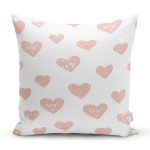 - 7693 - Realhomes Renkli Zeminli Sevimli Kalp Desenli Dijital Baskılı Modern Yastık Kırlent Kılıfı Realhomes