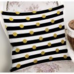 Beyaz Zeminli Gold Detaylı Puantiye Dijital Baskılı Modern Yastık Kırlent Kılıfı Realhomes