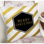 Beyaz Zemin Üzerinde Gold Detaylı Merry Christmas Yazılı Yastık Kırlent Kılıfı Realhomes