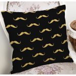 Siyah Zeminli Gold Detaylı Çizim Dijital Baskılı Modern Yastık Kırlent Kılıfı Realhomes