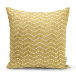 Gold Zeminli Beyaz Geometrik Çizimli Dijital Baskılı Modern Yastık Kırlent Kılıfı Realhomes