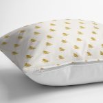 Beyaz Zemin Üzerinde Gold Renkli Çam Ağacı Desenli Modern Yastık Kırlent Kılıfı Realhomes