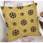 Gold Zemin Üzerinde Siyah Renkli Kartanesi Desenli Modern Yastık Kırlent Kılıfı Realhomes