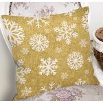 Gold Zemin Üzerinde Beyaz Renkli Kartanesi Desenli Modern Yastık Kırlent Kılıfı Realhomes