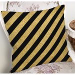 - 7709 - Realhomes Gold Zeminli Siyah Geometrik Desenli Dijital Baskılı Modern Yastık Kırlent Kılıfı Realhomes