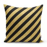 - 7709 - Realhomes Gold Zeminli Siyah Geometrik Desenli Dijital Baskılı Modern Yastık Kırlent Kılıfı Realhomes