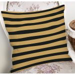 Gold Zemin Üzerinde Siyah Çizgili Dijital Baskılı Modern Yastık Kırlent Kılıfı Realhomes