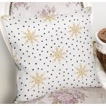 Beyaz Zeminli Gold Detaylı Kartanesi Dijital Baskılı Modern Yastık Kırlent Kılıfı Realhomes