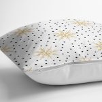 Beyaz Zeminli Gold Detaylı Kartanesi Dijital Baskılı Modern Yastık Kırlent Kılıfı Realhomes