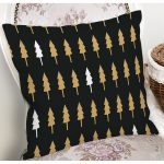 Siyah Zemin Üzerinde Gold Detaylı Çamağacı Desenli Modern Yastık Kırlent Kılıfı Realhomes