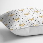 Beyaz Zemin Üzerinde Gold Detaylı Geometrik Çizim Modern Yastık Kırlent Kılıfı Realhomes