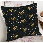 Siyah Zemin Üzerinde Gold Detaylı Fiyonk Çizimli Modern Yastık Kırlent Kılıfı Realhomes