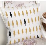 Beyaz Zemin Üzerinde Gold Detaylı Çamağacı Desenli Modern Yastık Kırlent Kılıfı Realhomes