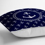 - 7725 - Realhomes Renkli Zemin Üzerinde Modern Çapa Desenli Yastık Kırlent Kılıfı Realhomes