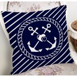 Renkli Zemin Üzerinde Çapa Desenli Dijital Baskılı Modern Yastık Kırlent Kılıfı Realhomes