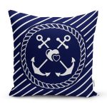 Renkli Zemin Üzerinde Çapa Desenli Dijital Baskılı Modern Yastık Kırlent Kılıfı Realhomes