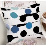 - 7730 - Realhomes  Beyaz Zeminli Renkli Puantiyeli Dijital Baskılı Modern Yastık Kırlent Kılıfı Realhomes