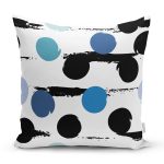 - 7730 - Realhomes  Beyaz Zeminli Renkli Puantiyeli Dijital Baskılı Modern Yastık Kırlent Kılıfı Realhomes