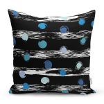 - 7731 - Realhomes  Siyah Zeminli Renkli Puantiyeli Dijital Baskılı Modern Yastık Kırlent Kılıfı Realhomes