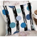 Beyaz Zeminli Renkli Puantiyeli Dijital Baskılı Modern Yastık Kırlent Kılıfı Realhomes