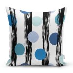 Beyaz Zeminli Renkli Puantiyeli Dijital Baskılı Modern Yastık Kırlent Kılıfı Realhomes