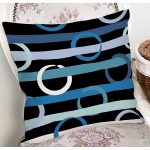 Siyah Zemin Üzerinde Renkli Geometrik Çizimli Dijital Baskılı Modern Yastık Kılıfı Realhomes