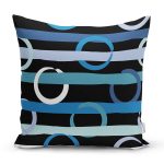 Siyah Zemin Üzerinde Renkli Geometrik Çizimli Dijital Baskılı Modern Yastık Kılıfı Realhomes