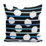 Siyah Zemin Üzerinde Beyaz Puantiyeli Dijital Baskılı Modern Yastık Kırlent Kılıfı Realhomes