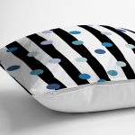 Beyaz Zemin Üzerinde Geometrik Çizimli Renkli Puantiyeli Yastık Kırlent Kılıfı Realhomes