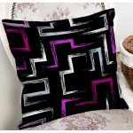 Siyah Zemin Üzerinde Renkli Geometrik Desenli Dijital Baskılı Modern Yastık Kılıfı Realhomes