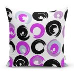 - 7739 - Realhomes  Beyaz Zeminli Renkli Yuvarlak Desenli Dijital Baskılı Modern Yastık Kırlent Kılıfı Realhomes