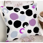 Beyaz Zeminli Renkli Yuvarlak Desenli Dijital Baskılı Modern Yastık Kırlent Kılıfı Realhomes