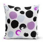 Beyaz Zeminli Renkli Yuvarlak Desenli Dijital Baskılı Modern Yastık Kırlent Kılıfı Realhomes