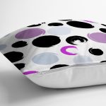 Beyaz Zeminli Renkli Yuvarlak Desenli Dijital Baskılı Modern Yastık Kırlent Kılıfı Realhomes