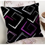 Siyah Zemin Üzerinde Renkli Geometrik Desenli Dijital Baskılı Modern Yastık Kılıfı Realhomes