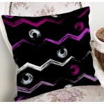 Siyah Zeminli Renkli Zigzag Desenli Dijital Baskılı Modern Yastık Kırlent Kılıfı Realhomes