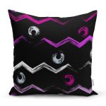 Siyah Zeminli Renkli Zigzag Desenli Dijital Baskılı Modern Yastık Kırlent Kılıfı Realhomes