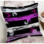 Siyah Zemin Üzerinde Renkli Çizgi Zemin Desenli Modern Yastık Kırlent Kılıfı Realhomes