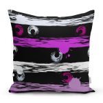 Siyah Zemin Üzerinde Renkli Çizgi Zemin Desenli Modern Yastık Kırlent Kılıfı Realhomes