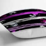 Siyah Zemin Üzerinde Renkli Çizgi Zemin Desenli Modern Yastık Kırlent Kılıfı Realhomes