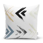 Beyaz Zemin Üzerinde Renkli Geometrik Şekilli Dijital Baskılı Modern Yastık Kılıfı Realhomes