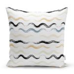 Beyaz Zeminli Renkli Zigzag Desenli Dijital Baskılı Modern Yastık Kırlent Kılıfı Realhomes