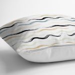 Beyaz Zeminli Renkli Zigzag Desenli Dijital Baskılı Modern Yastık Kırlent Kılıfı Realhomes