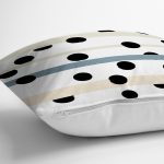 Beyaz Zemin Üzerinde Puantiye Desenli Dijital Baskılı Modern Yastık Kırlent Kılıfı Realhomes