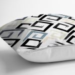 Beyaz Zemin Üzerinde Renkli Geometrik Şekilli Dijital Baskılı Modern Yastık Kılıfı Realhomes