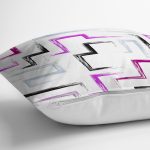 - 7752 - Realhomes Beyaz Zeminli Renkli Modern Çizimli Dijital Baskılı Modern Yastık Kırlent Kılıfı Realhomes