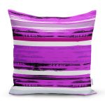 - 7756 - Realhomes  Beyaz Zemin Üzerinde Mor Renkli Soyut Desenli Dijital Baskılı Modern Yastık Kılıfı Realhomes