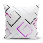 Beyaz Zeminli Renkli Modern Desenli Dijital Baskılı Modern Yastık Kırlent Kılıfı Realhomes